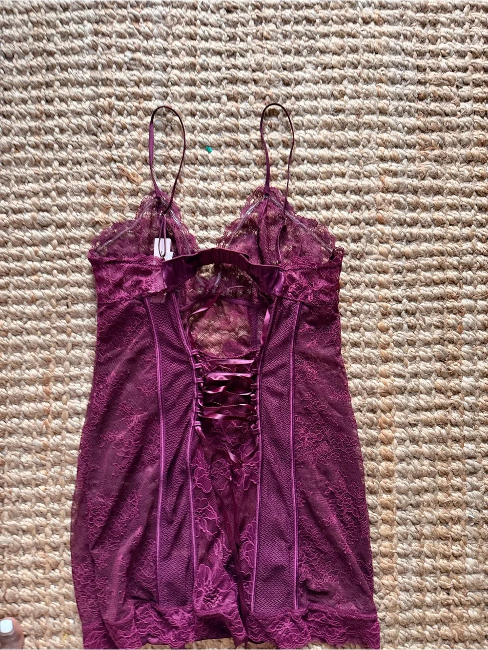 Nwt victoria secret Lace Chemise Slip with garter Deep Burgundy -Intimates